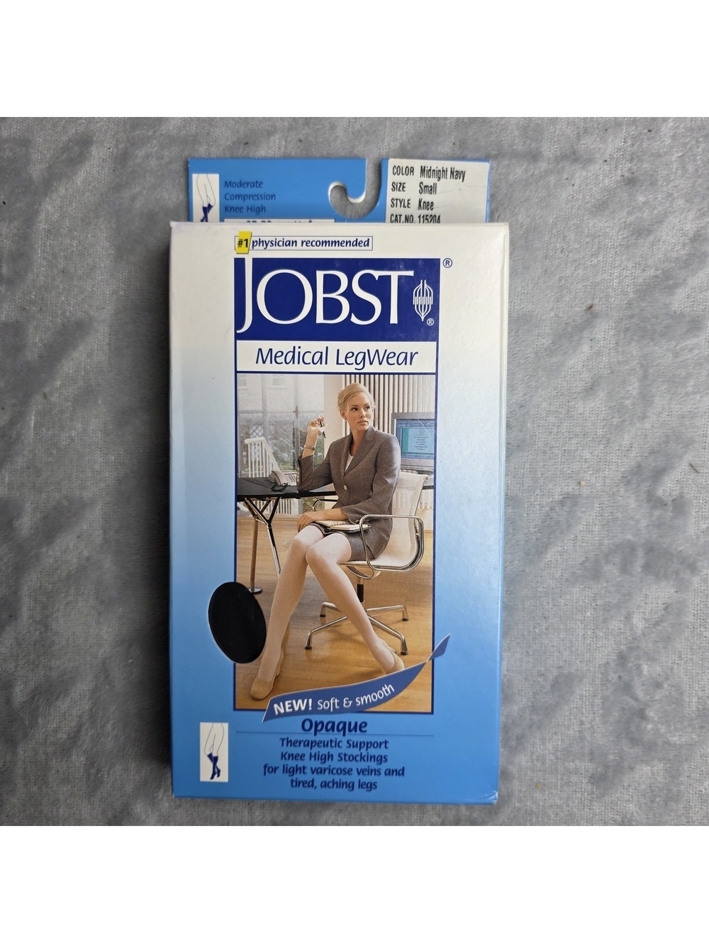 Jobst Womens Opaque Compression Knee 15-20 mmhg Stockings Supports Closed Navy